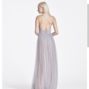Wtoo Black Tulle Maxi Dress with Crisscross Back